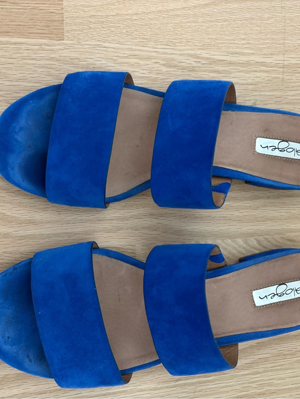 Halogen Royal Blue Double-Strap Suede Slide Sandals